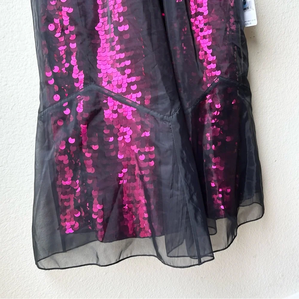 NWT $250 Free People Ghost Mini Sequin Dress in Purple Pink Black Sz 2